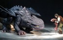 Hiccup (Rarmian Newton) fixes Toothless' tail, photo credit Jeff Busby