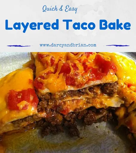 Get dinner on the table fast with this Quick and Easy Layered Taco Bake Recipe! It's a tasty twist on tacos and reheats well for leftovers.