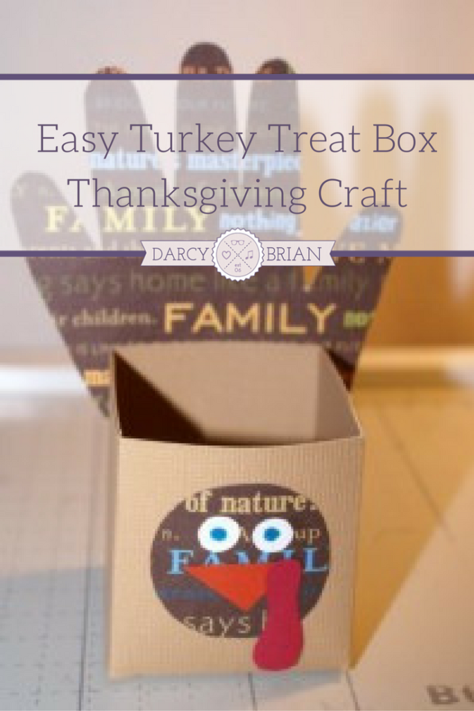 Surprise your dinner guests with this adorable Thanksgiving Turkey Treat Box. This craft project is easy to make and takes about 15 minutes. Have the kids help by tracing their hands! They will love this fun kids craft and filling it with sweets and treats for friends and family. Fun idea for a Thanksgiving classroom project too!