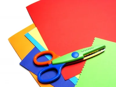craft supplies colored card stock and scissors