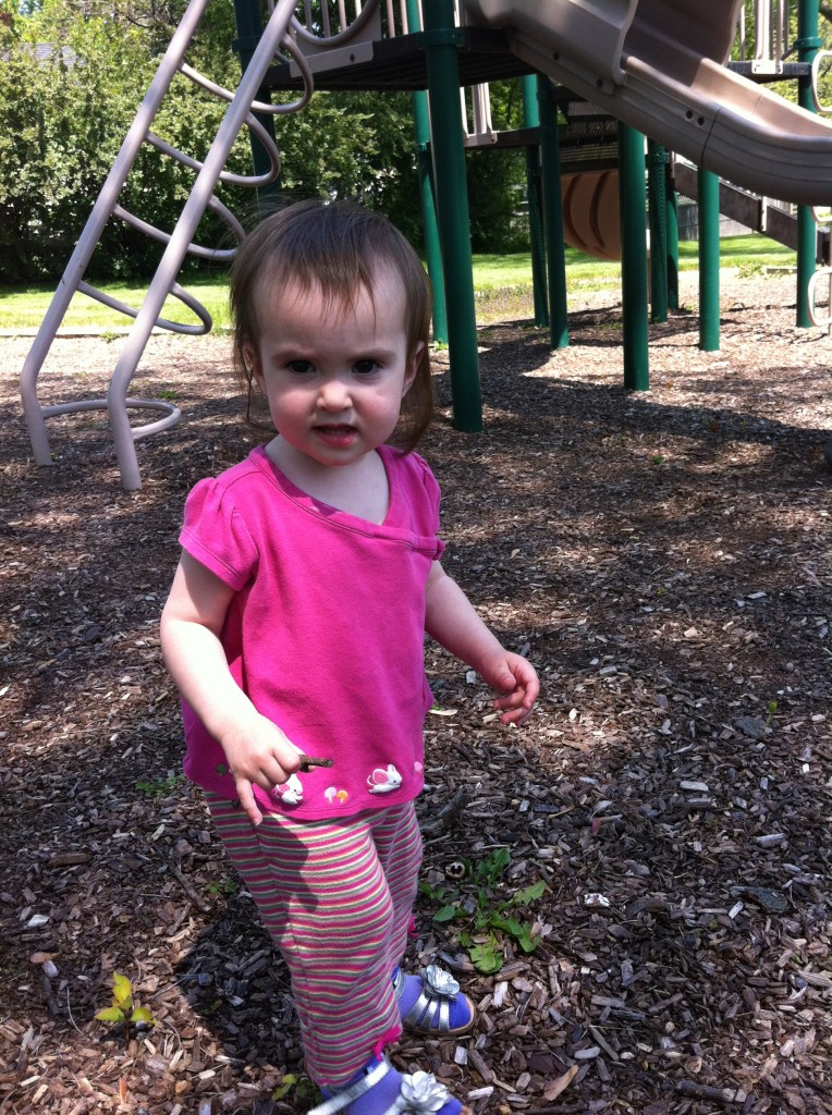 She could barely climb the steps at the park then...