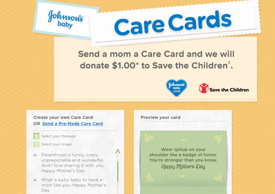 johnson's baby care cards