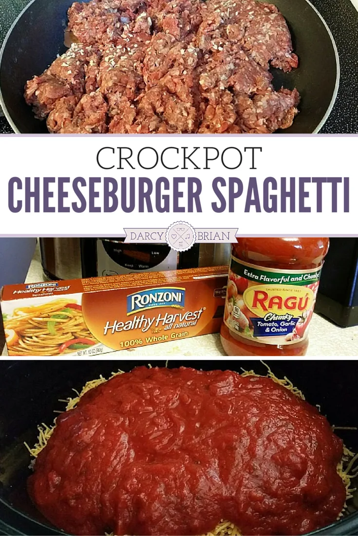 Get out your slow cooker for this easy dinner recipe! The whole family will love this Crockpot Cheeseburger Spaghetti Recipe.