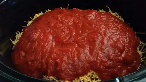 Cheeseburger Spaghetti in crockpot