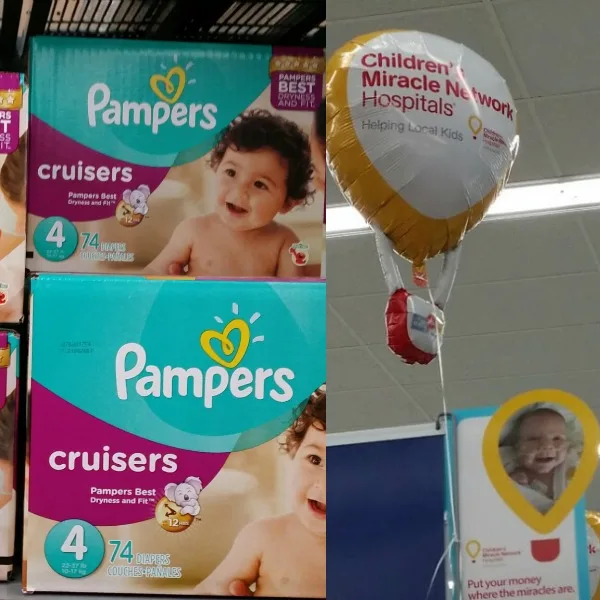 Pampers at Walmart and Children's Miracle Network Hospitals signage