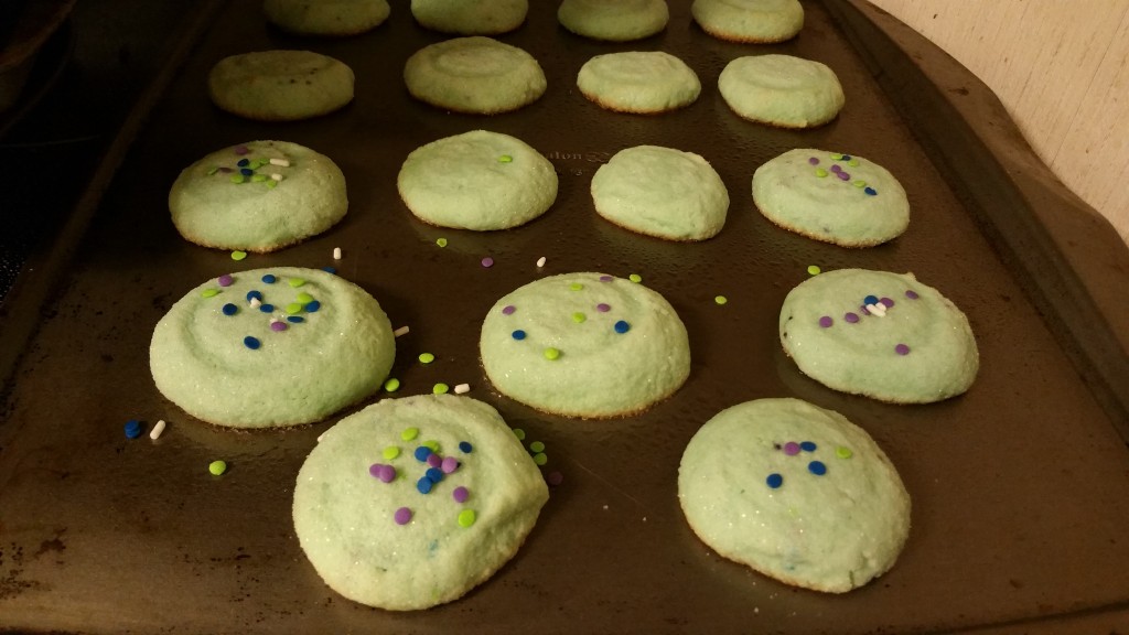 Cosmic cookies on baking sheet.