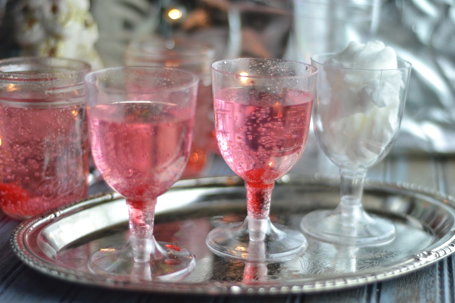 Cotton Candy Drinks on serving tray