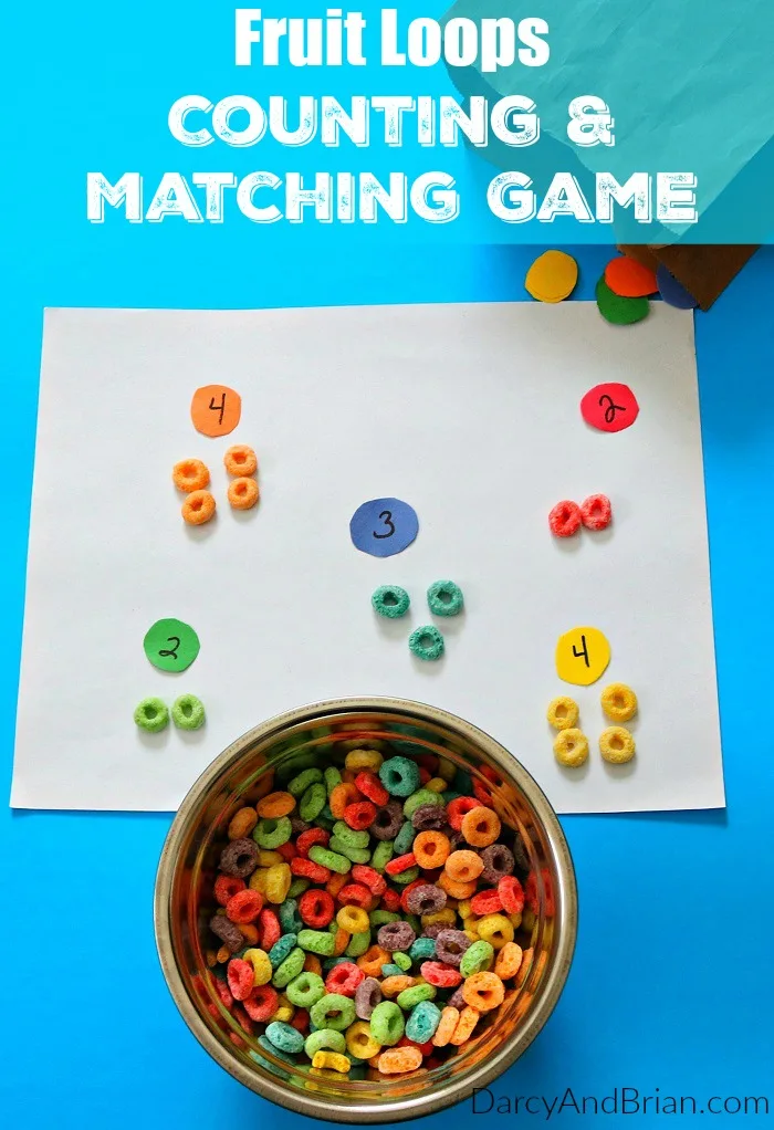 Teaching kids is fun and easy with this simple Fruit Loop Homemade Counting & Matching Game! Grab supplies and have fun with your kids!