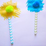This Truffula Tree craft is easy for kids to make with paint, straws, and pom poms.
