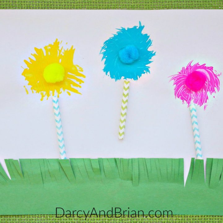 Lorax Truffula Tree Craft Fun Fork Painting For Kids