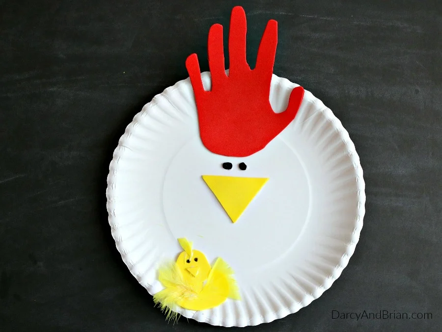 Make a paper plate chicken for a fun spring craft with the kids.