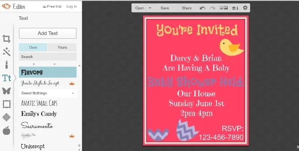 Free Baby Shower Invitations Step 5