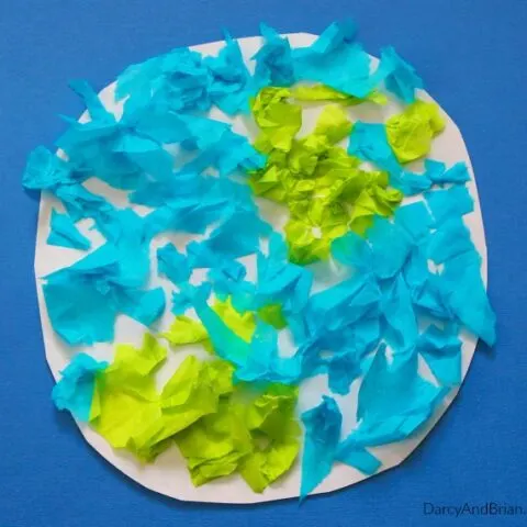Learn how to make a tissue paper Earth craft with the kids!