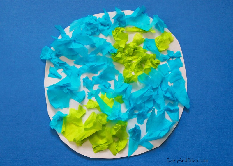 Learn how to make a tissue paper Earth craft with the kids!