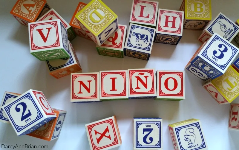 Spanish Foreign Language wooden blocks for babies. Great gift idea!