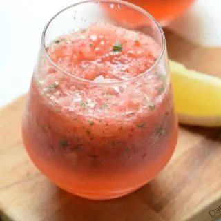This refreshing frozen strawberry lemonade recipe includes mint.