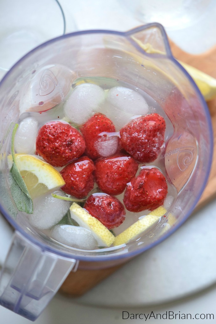 Only a few ingredients to make this quick and easy frozen strawberry lemonade recipe.