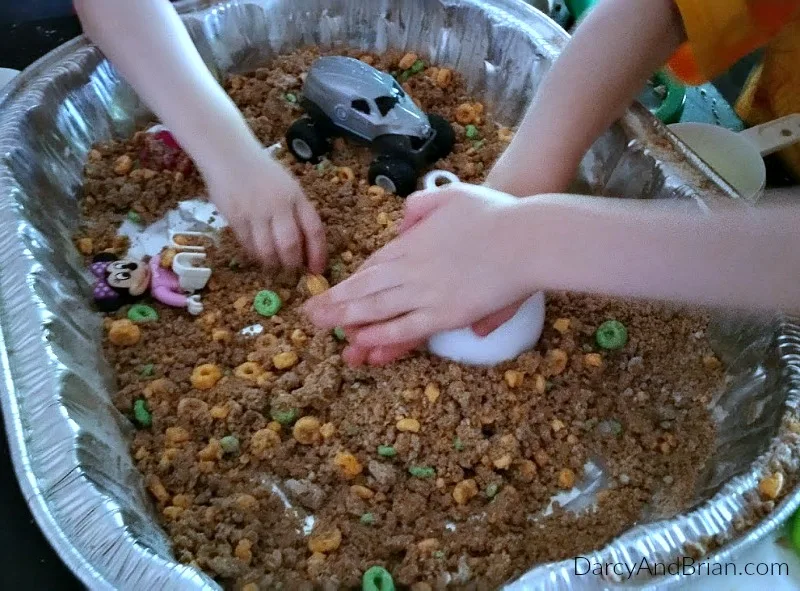 Homemade play dirt is a fantastic play based learning activity.