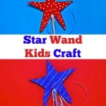 Looking for red, white, and blue kids crafts? This double sided star wand works as a patriotic craft for the Fourth of July or Memorial Day. Help the kids make one of these to take along for the parade!