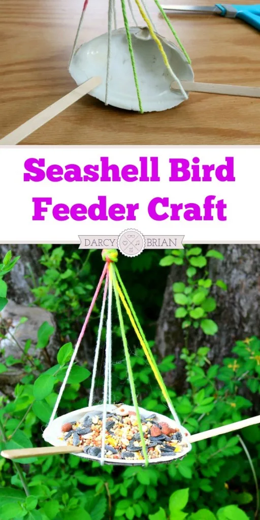 Looking for a fun seashell craft for kids? Let the kids repurpose their beach treasures with this Shell Bird Feeder Craft!