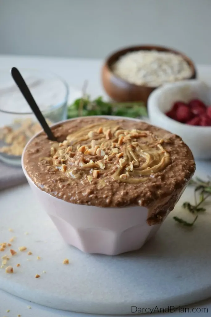 Looking for easy breakfast ideas? Oatmeal is a breakfast staple, but it can get boring. If you love chocolate and peanut butter, then this Chocolate Peanut Butter Oatmeal recipe will be a delicious breakfast treat.