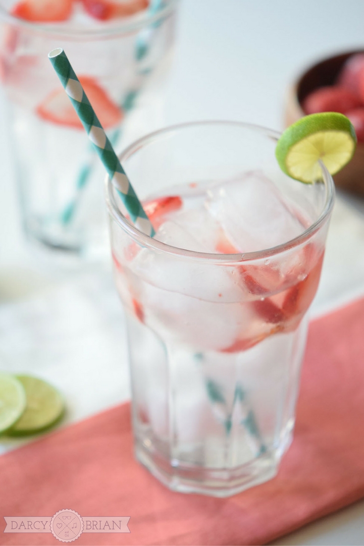 Tired of plain water, but want something different to drink? This refreshing Strawberry Lime Spritzer is a super easy non-alcoholic drink recipe. The best part? You can easy make a single drink or make more for a baby shower, girls night in, or for a birthday party.