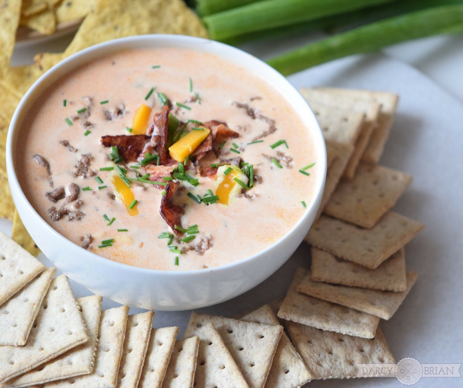 Score major points with this mouthwatering Bacon Cheeseburger Dip recipe. It's a quick and easy party dip that will please your guests. Perfect for game day too!