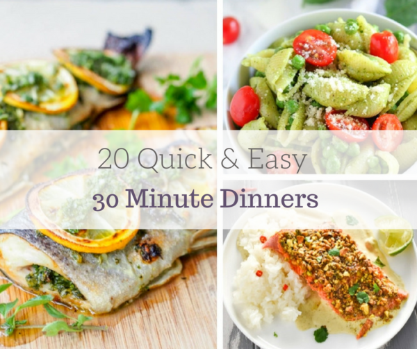 These quick and easy dinners are perfect for busy nights. These easy recipes are ready in about 30 minutes. There are a variety of recipes to choose from: pasta recipes, chicken recipes, and seafood recipes. From prep to table, you're sure to find a new family favorite in this list of 30 minute dinner recipes!