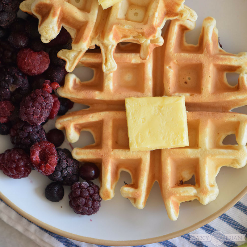 Make everyone's favorite breakfast treat with this easy Buttermilk Waffle Recipe with blackberries. Delicious, easy, and classic! Your family will love this simple homemade waffles recipe that cooks up in minutes in your waffle maker.