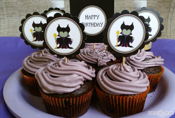 Maleficent cupcake toppers for a fun birthday party.