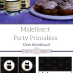 Want to throw a Maleficent themed party? These Maleficent party printables are perfect for a kids birthday party or a Halloween party for kids. This party pack includes invitations, thank you cards, cupcake toppers, water bottle wrappers, treat bag toppers, and more.