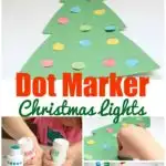 Looking for fun and easy Christmas crafts for kids of all ages? Toddlers, preschoolers, and kindergartners will love this step-by-step Dot Marker Christmas Tree Lights craft tutorial. Great classroom activity too!
