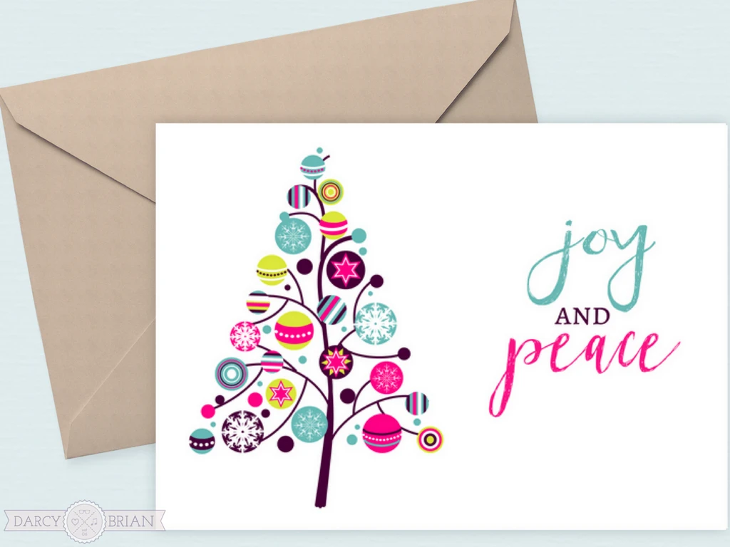 Print this Joy and Peace Christmas card out at home and send to your family and friends for the holidays.