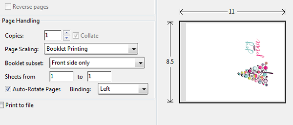 Adjust printer settings to print these holiday cards out at home.