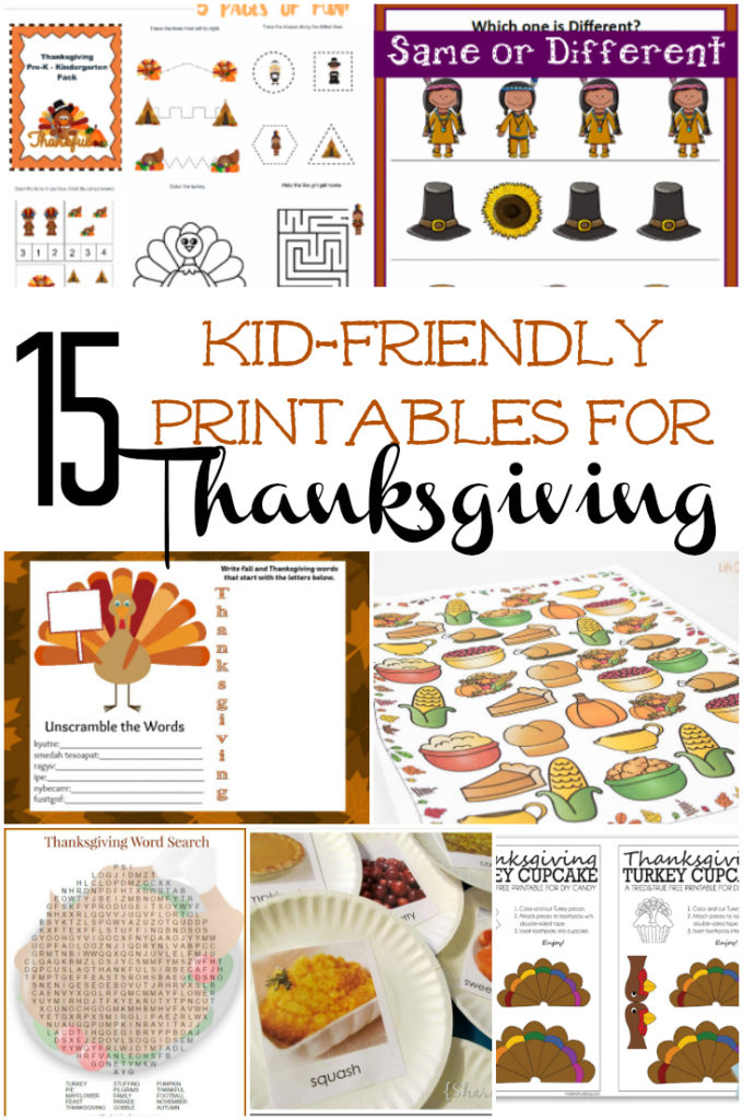 Free Thanksgiving Printables are just what you need to keep kids happy while you cook the turkey. Check out our list of 15 Kid-Friendly Thanksgiving Printables featuring fun activities like I Spy, coloring pages, easy crafts and more!
