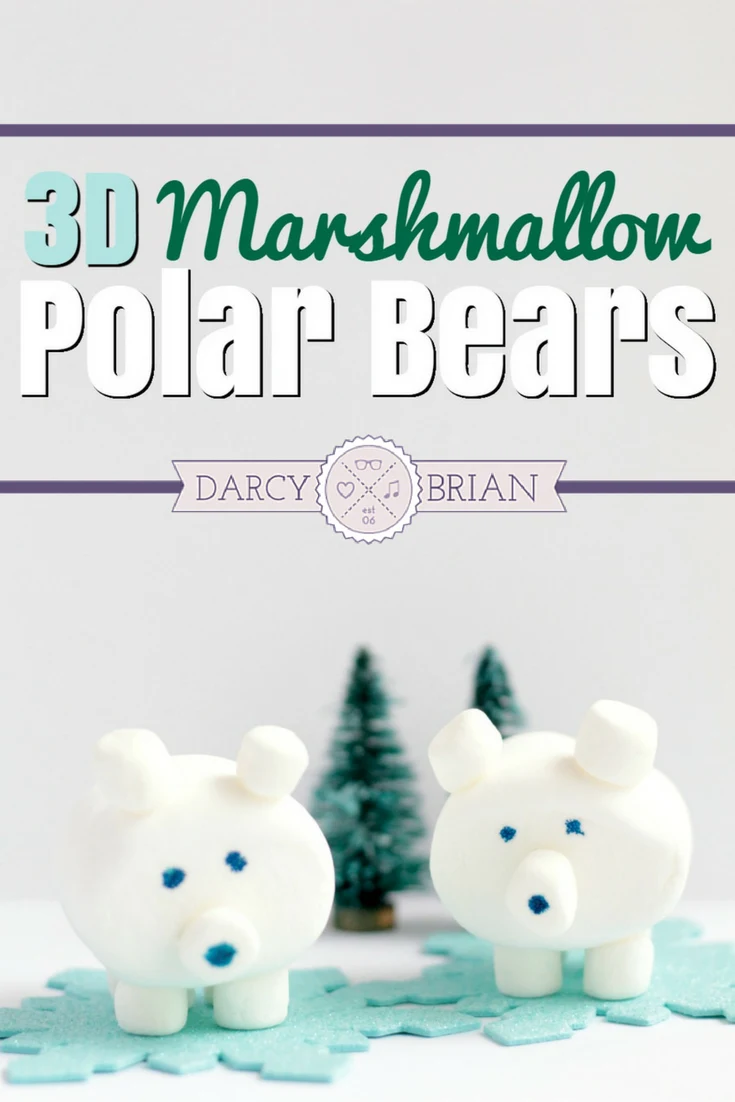 Are the kids stuck inside on a cold, snowy day? Do you need a fun and easy boredom buster? Click through to see step-by-step instructions to make this 3D edible marshmallow polar bear craft with your kids. Perfect with a cup of hot chocolate!