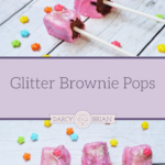 Whether you are planning a princess themed birthday party for girls or a tea party themed baby shower, these Princess Tea Party Glitter Brownie Pops are the ideal treat for your special event. Learn how to make these easy delicious decadent chocolate treats for your party! Click through for step by step instructions. Turn dessert into something magical!