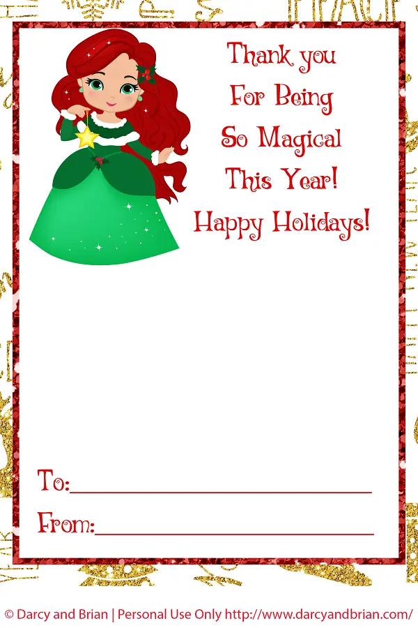 Preview image of Ariel inspired printable gift card holder