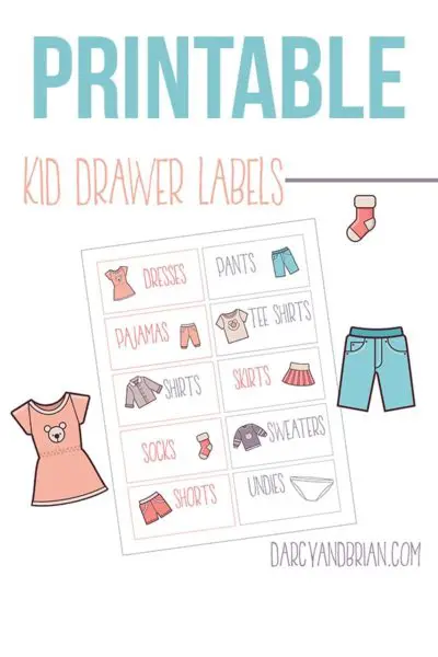 Preview of clothing drawer printable labels