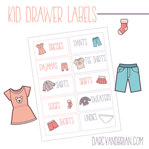 printable labels for organizing kids clothes plus tips