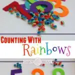 Looking for quick and easy kids activities? If your kids love rainbows, then they will jump at the chance to try this fun rainbow fine motor counting activity. Great way to work on learning numbers and colors too!