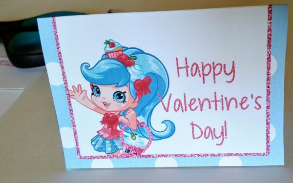 Print out these fun Shopkins themed Valentines for school.
