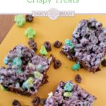 Looking for a fun and easy snack idea? Get the recipe for these Chocolate Lucky Charms Crispy Treats. Cute snack for St. Patrick's Day too.