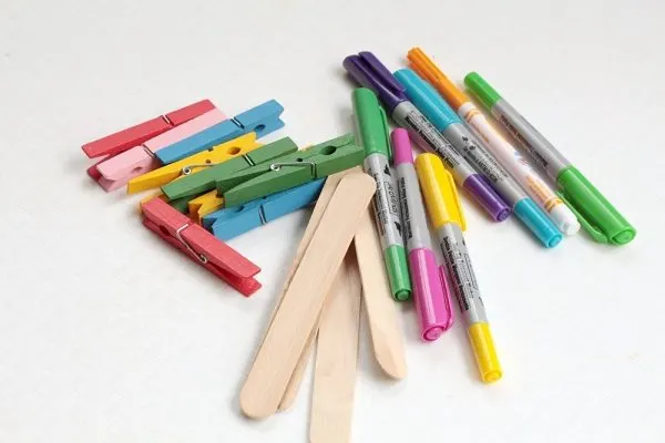 Supplies to make your own color match game for kids.