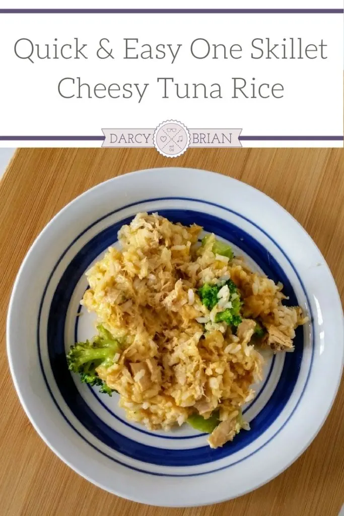 This Cheesy Tuna and Rice One Skillet Recipe is quick and easy to make. Plus, it is budget friendly and uses common pantry items!