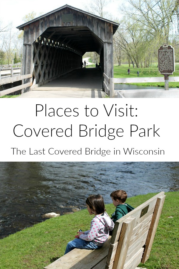 Looking for scenic places to visit in Wisconsin? Visit Covered Bridge Park and take your family to see the last covered bridge in Wisconsin! It's a nice place to stop for lunch, stretch your legs, and take pictures while taking a road trip through southeast Wisconsin.