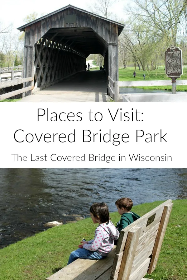 Looking for scenic places to visit in Wisconsin? Visit Covered Bridge Park and take your family to see the last covered bridge in Wisconsin! It's a nice place to stop for lunch, stretch your legs, and take pictures while taking a road trip through southeast Wisconsin.