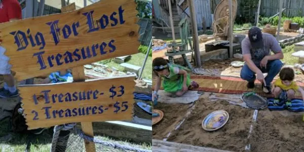 Digging for lost treasure kids activity at Bristol Renaissance Faire