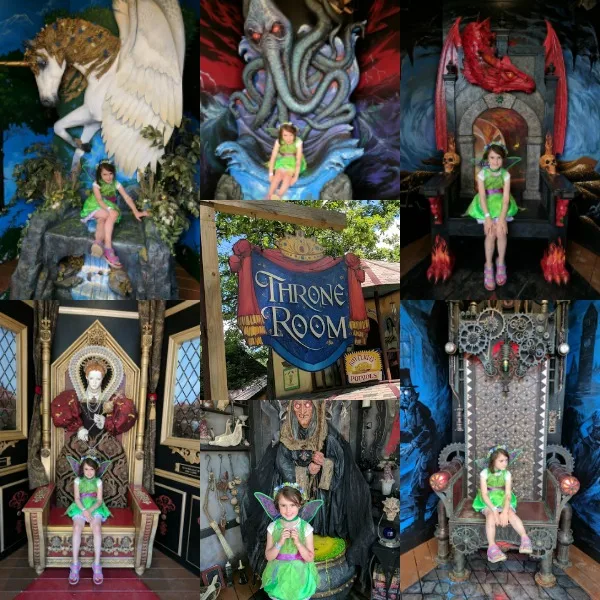 There are six themed thrones to sit on for photographs at Ren Faire