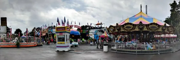 Panorama of the Kidway rides at the MN State Fair